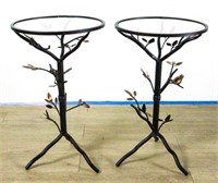 Pair of Glass Top Wrought Iron Tables