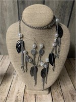Feather Necklace and Earring set costume