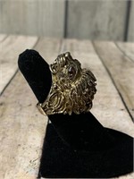 Custom Lion Head Sterling Silver Ring Size 6.5