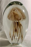 Jellyfish in hand blown glass stand not included