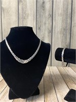 Sterling Silver Necklace & Bracelet marked Mex 950