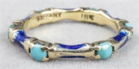 Tiffany & Co. 18K, Turquoise & Blue Enamel Ring