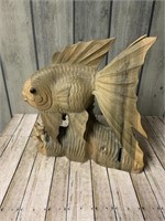Balinese Hand Carved Bubble Fish 13in x 13.5in