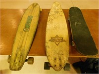 3 Wooden Long Board/Skateboards