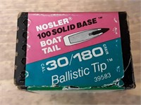 NOSLER SOLID BASE BOAT TAIL 30CAL/180GR BALLISTIC