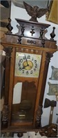 Antique Wall Regulator Clock With Eagle Finial