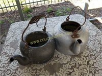 Old metal tea kettles