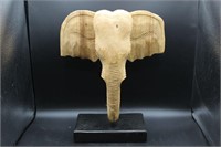 Wooden Elephant Head on Stand