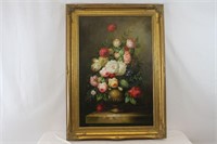 Florals in Brass Vase Oil Painting