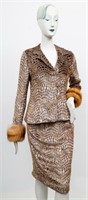 Peggy Jennings Velvet and Fox Fur Skirt Suit