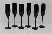Black Glass Champagne Flutes