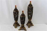Carved Wood Decorative Canisters