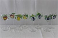 Hand Painted Fruit Wine Glasses