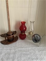 Pipe Holder/Humidor, Oil Lamps, Jar