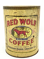 Red Wolf Coffee Tin 8”