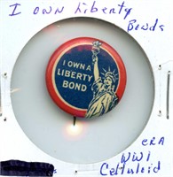 I Own a Liberty Bond - WWI Era Pinback, Celluloid