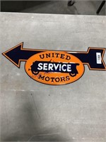 UNITED MOTORS SERVICE TIN SIGN, 8 X 23
