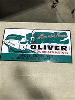OLIVER OUTBOARD MOTORS TIN SIGN 12 X 24"