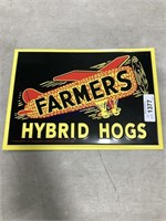 FARMERS HYBRID HOGS TIN SIGN, 10 X 14