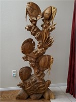 Balinese Ocean Life Wood Hand Carving 5'2" Tall
