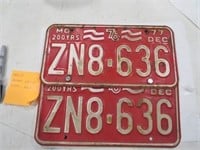 2 Missouri 1976-77 Bi-Centennial License Plates