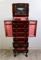 Cherry 9-Drawer Powell Jewelry Armoire Cabinet