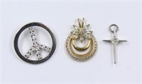 (3) .925 Sterling Silver Necklace Pendants