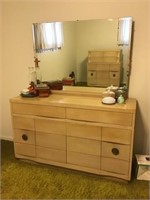 Dresser with mirror 54x18x66 inches no contents