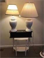 2 ceramic table lamps 28,26 in., wall shelf