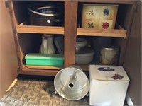 Pot, Bundt pan, plastic containers, pitcher,