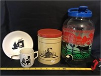 Silhouette plate, cup, tin, drink dispenser