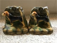 Chalk ware beagles bookends chips and repaired