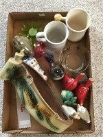 Bird figurines, shakers, planter