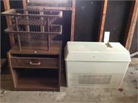 Side cabinet, plastic basket, toastmaster