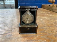 Inlay Wood Box with Waltham Pocket Watch