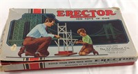 Vintage erector toy box with some extras