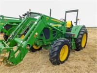 2010 JD  6430 MFW tractor, 673 ldr, bucket & spike