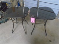 Set of 2 Tinted Glass top Outdoor end tables