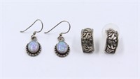 (2) .925 Sterling Silver Earrings w/ Opal