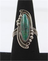 Sterling Silver & Green Turquoise Navajo Ring