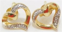 Sterling Silver Vermeil Heart Earrings with