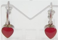 Sterling Silver Earrings with Red Stones