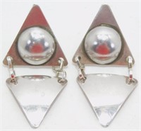Vintage Sterling Silver Cubist Earrings