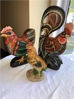 Painted Rooster Carvings