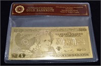 24kt Gold Foil $20 USA Fantasy Bank Note