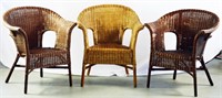 3 VINTAGE WOVEN WICKER CHAIRS