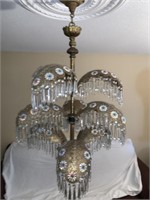 Art Deco Palm Frond Crystal Chandelier