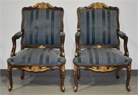 Pair French Empire Style Arm Chairs