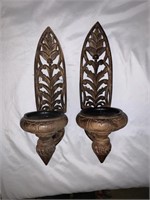 Carved Wood Candle Sconces