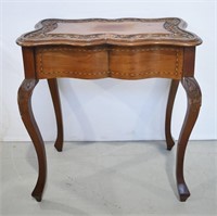 Ornate Carved With Inlay Accent Table